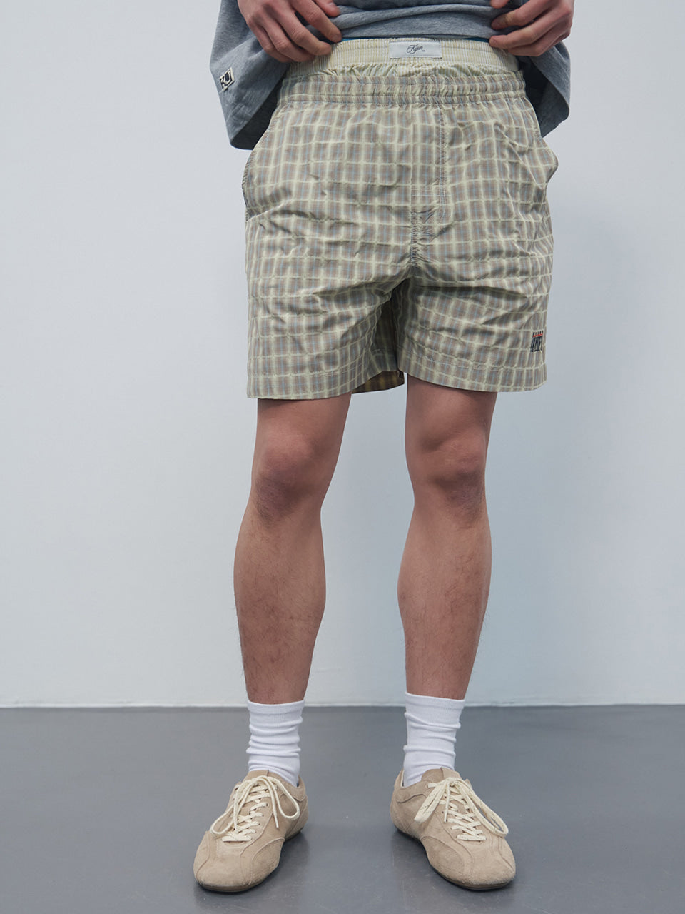Kijun - Check Shorts (Beige) product image 1 | TRAB K-Fashion Australia
