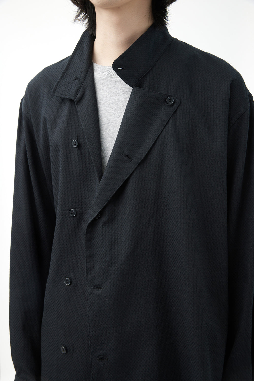 Hatchingroom - Asymmetric Double Shirt Jacquard (Black) product image 8 | TRAB K-Fashion Australia