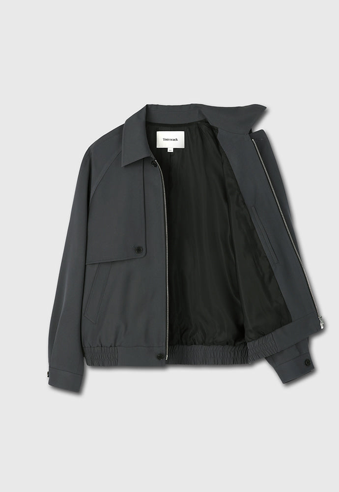 Tonywack - Hard Twist Wool Twill Gun Flap Blouson Jacket (Slate Grey) product image 9 | TRAB K-Fashion Australia