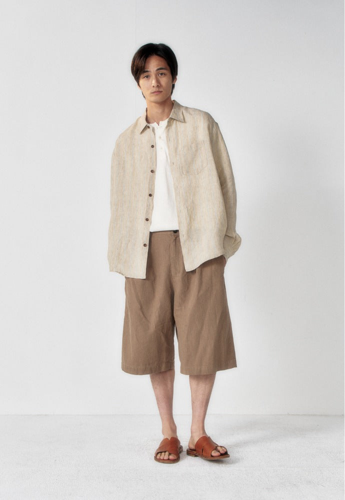 Art if acts - Washed Linen Bermuda Shorts (Khaki Beige) product image 1 | TRAB K-Fashion Australia