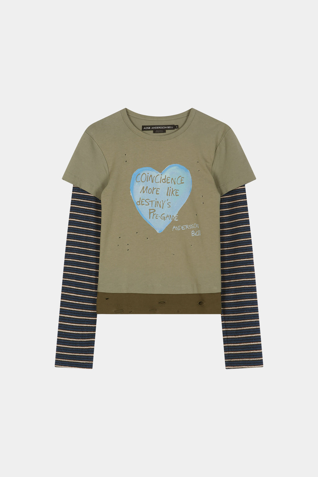 Andersson Bell - Layered Heart Message Long Sleeve T-Shirt (khaki) (Khaki) product image 10 | TRAB K-Fashion Australia