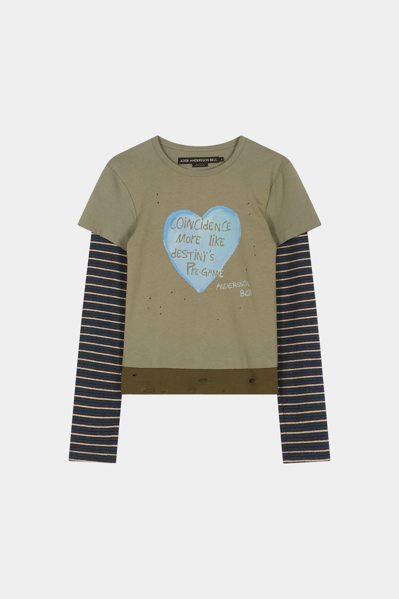 Andersson Bell - Layered Heart Message Long Sleeve T-Shirt (khaki) (Khaki) product image 10 | TRAB K-Fashion Australia