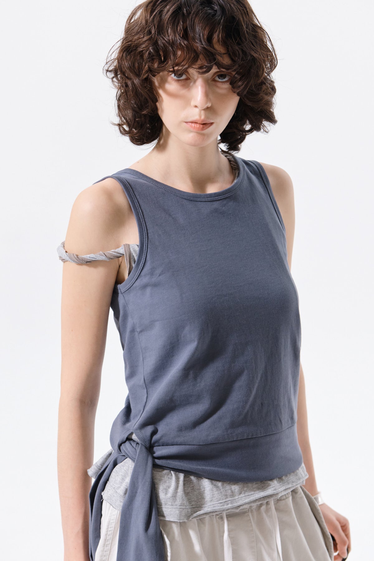 Matin Kim - Hem Tie Detail Sleeveless Top (Charcoal) product image 11 | TRAB K-Fashion Australia