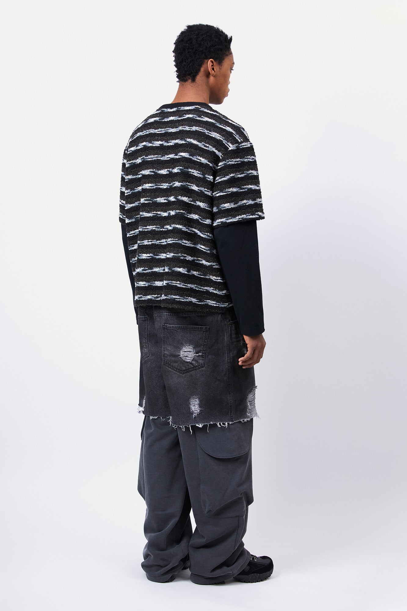 Andersson Bell - Unisex Stripe Layered Sweater (Black/Brown) product image 3 | TRAB K-Fashion Australia