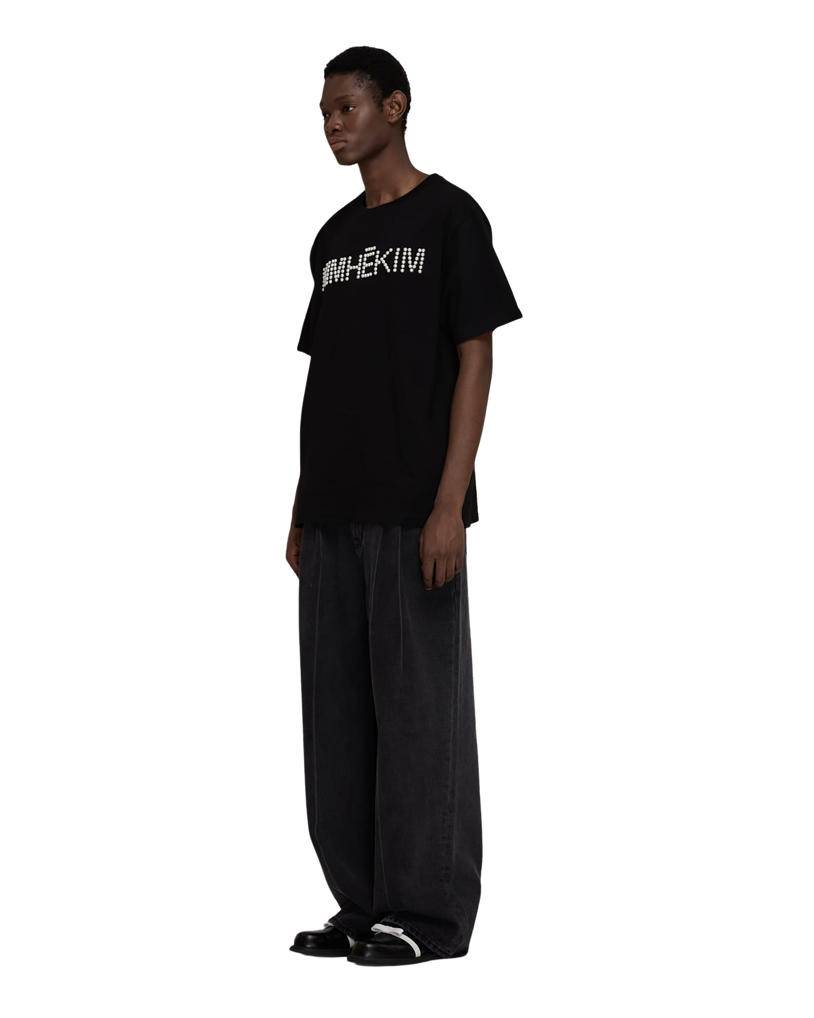Kimhe Kim - Logo T-Shirt With Pearl Embellishment (Black) product image 7 | TRAB K-Fashion Australia