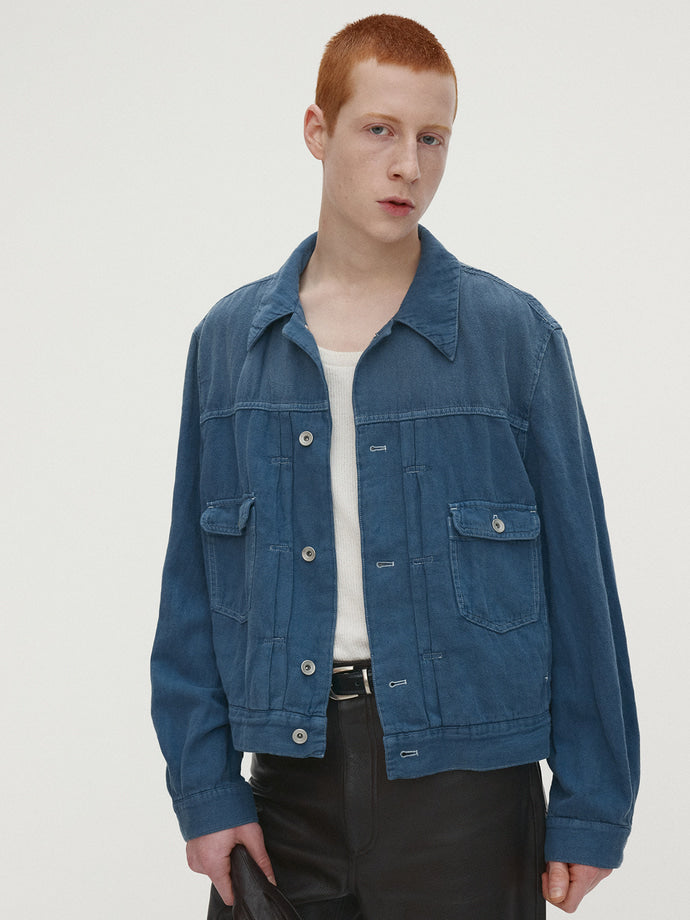 Tonywack - Cotton Linen Garment-Dyed Trucker Jacket (Faded Blue) product image 4 | TRAB K-Fashion Australia