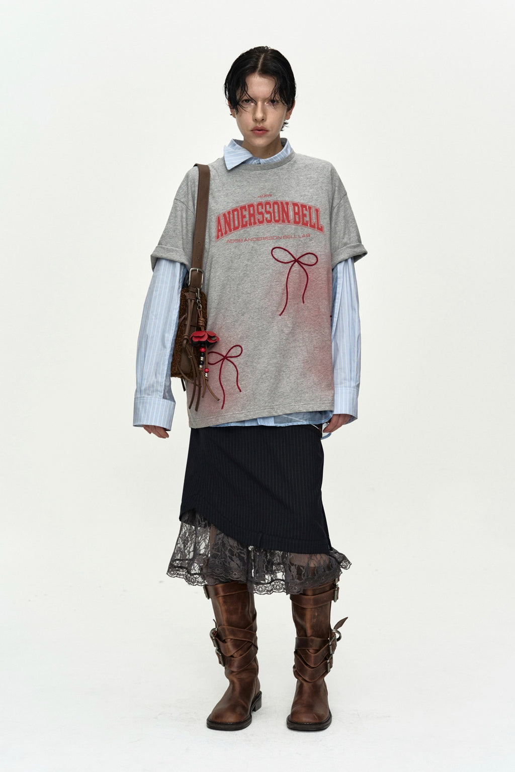 Andersson Bell - Ribbon Embroidery Spray T-Shirt (Melange Grey) product image 1 | TRAB K-Fashion Australia