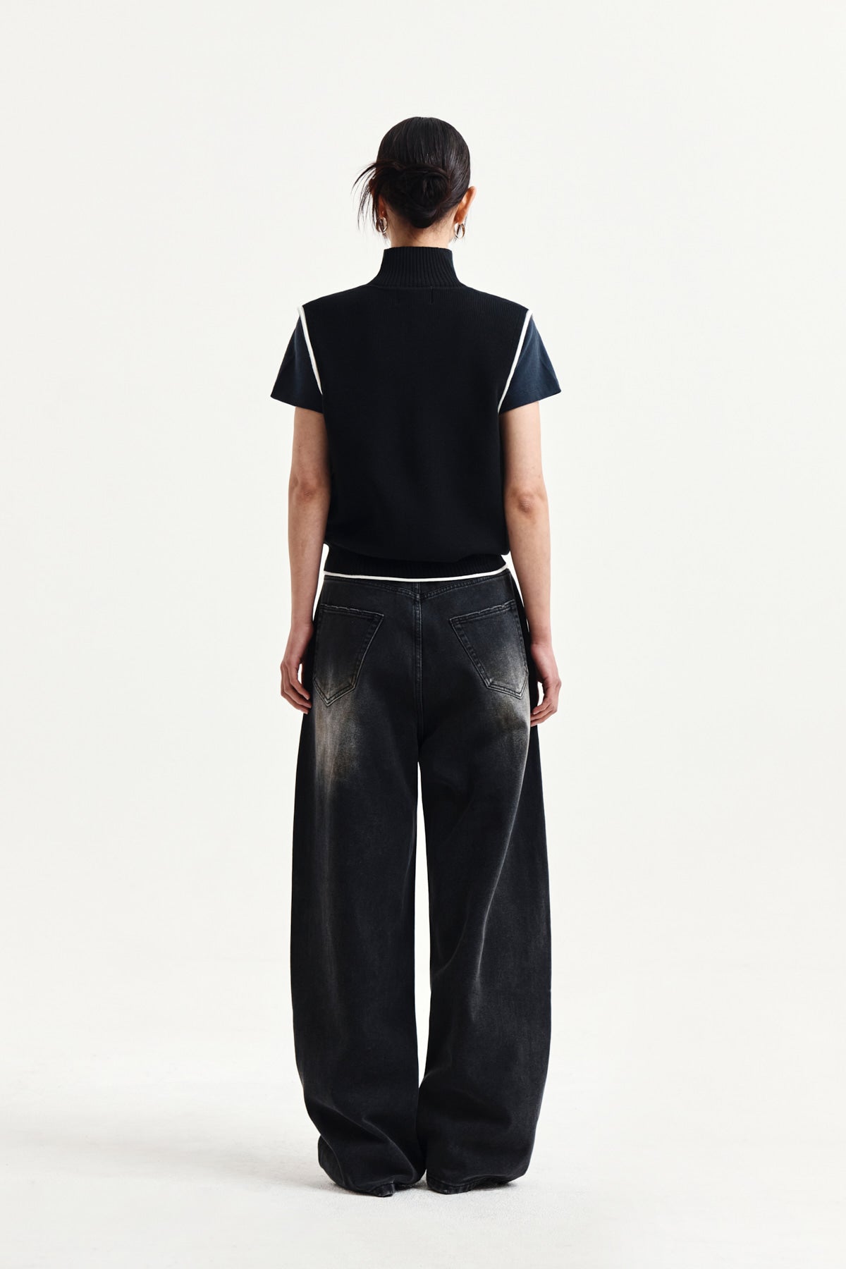 Matin Kim - Matin Kim Spell Point Knit Zip Up Vest (Black) product image 7 | TRAB K-Fashion Australia
