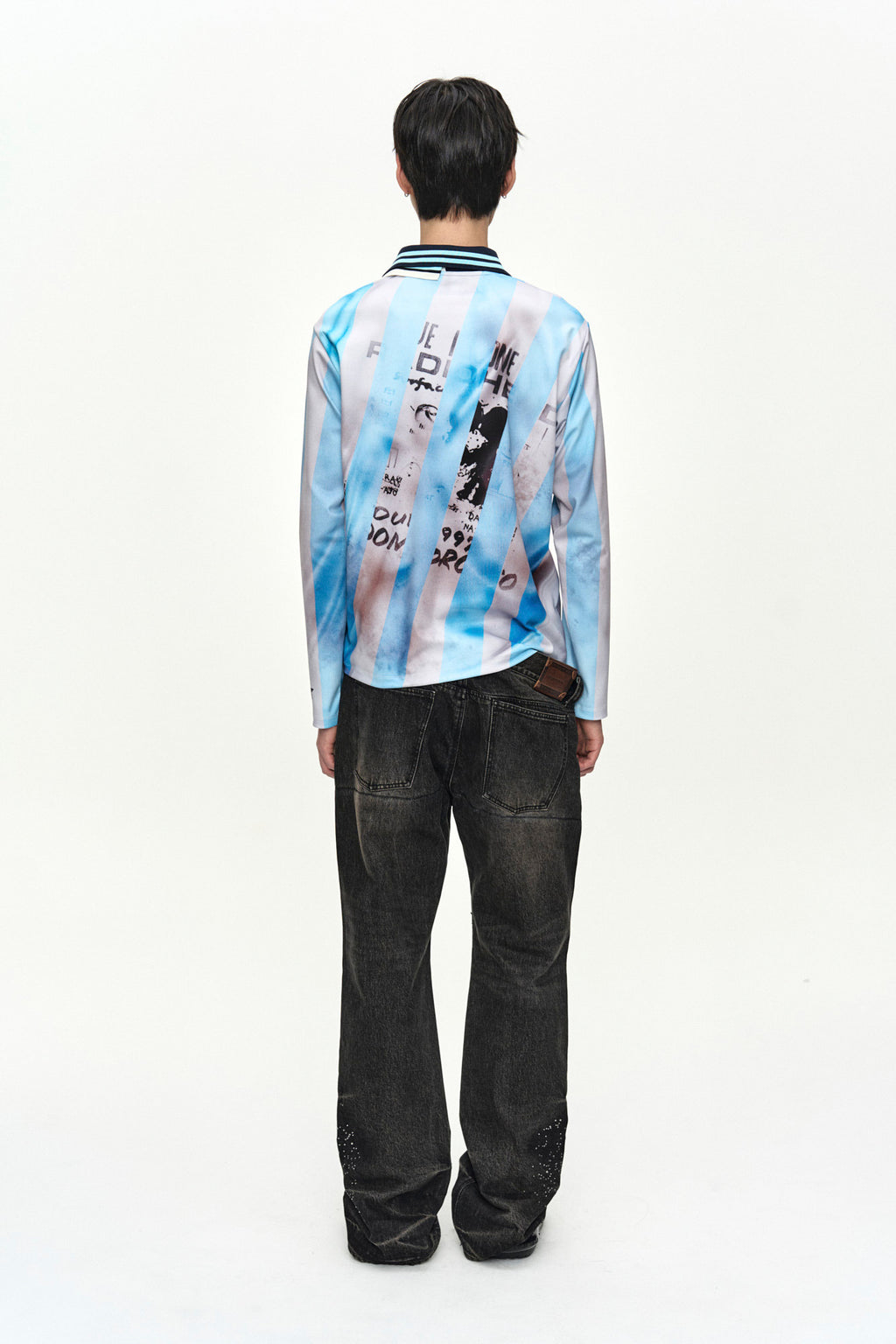 Andersson Bell - Unisex Asymmetric Layered Hot-Fix Wide-Leg Jeans (Black) product image 3 | TRAB K-Fashion Australia