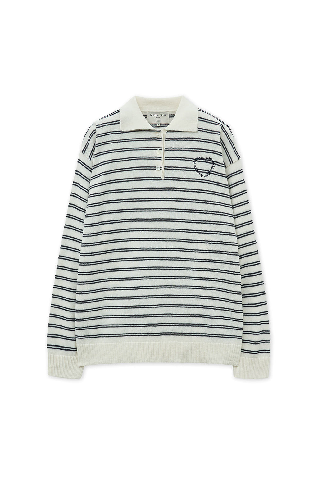 Matin Kim - Heart Logo Collar Striped Pullover (Ivory) product image 2 | TRAB K-Fashion Australia
