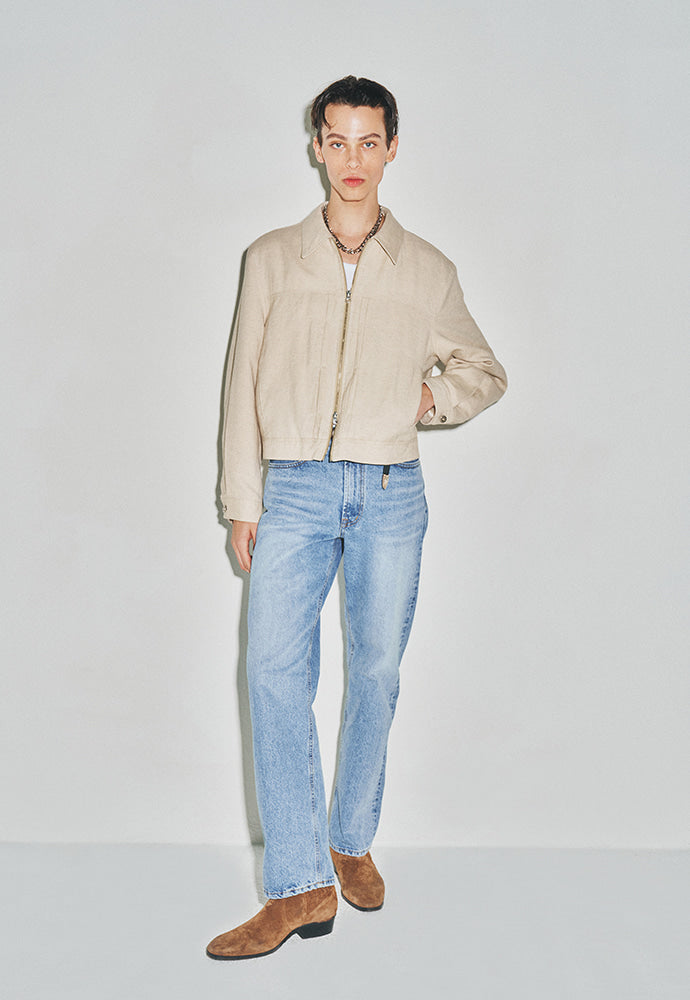 Tonywack - Milled Linen Rayon Type1 Zip Jacket (Natural Ecru) product image 1 | TRAB K-Fashion Australia