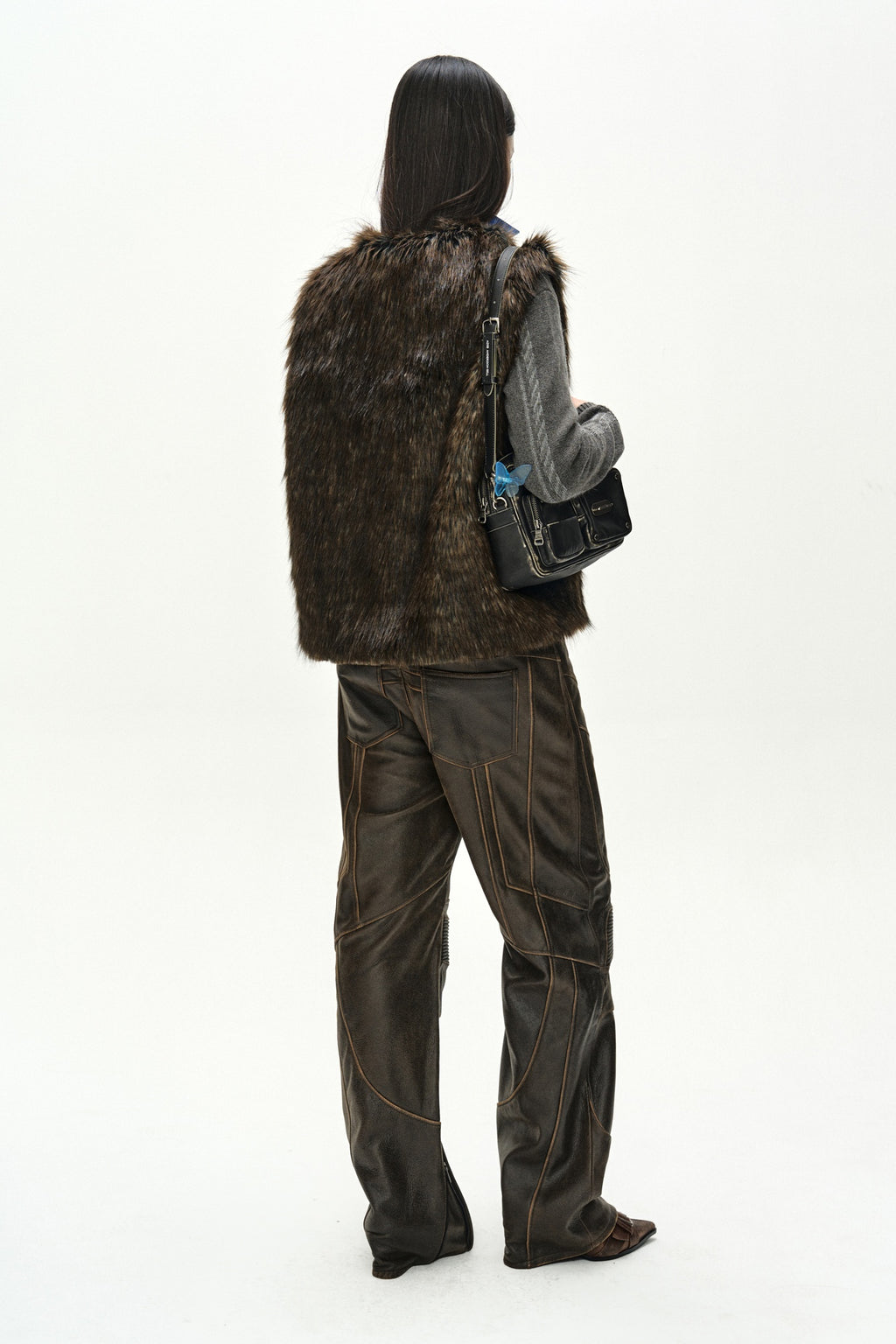Andersson Bell - Leather Articulated Panel Jeans (Brown) product image 4 | TRAB K-Fashion Australia