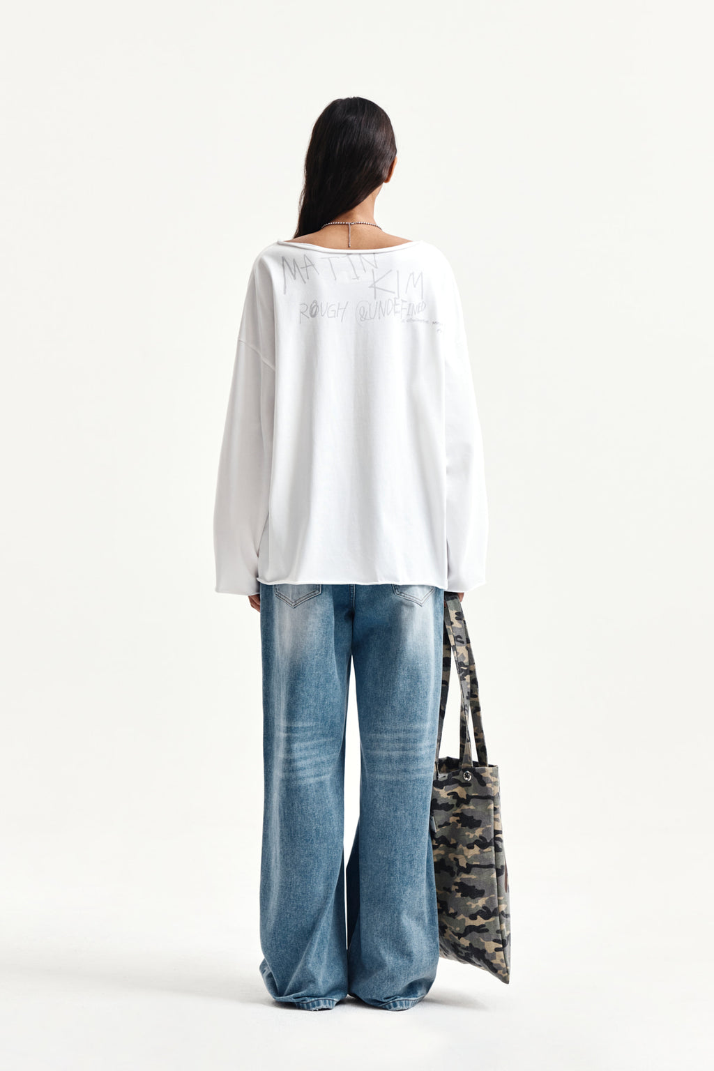 Matin Kim - Raw Hem Finished Boat Neck Top (White) product image 7 | TRAB K-Fashion Australia