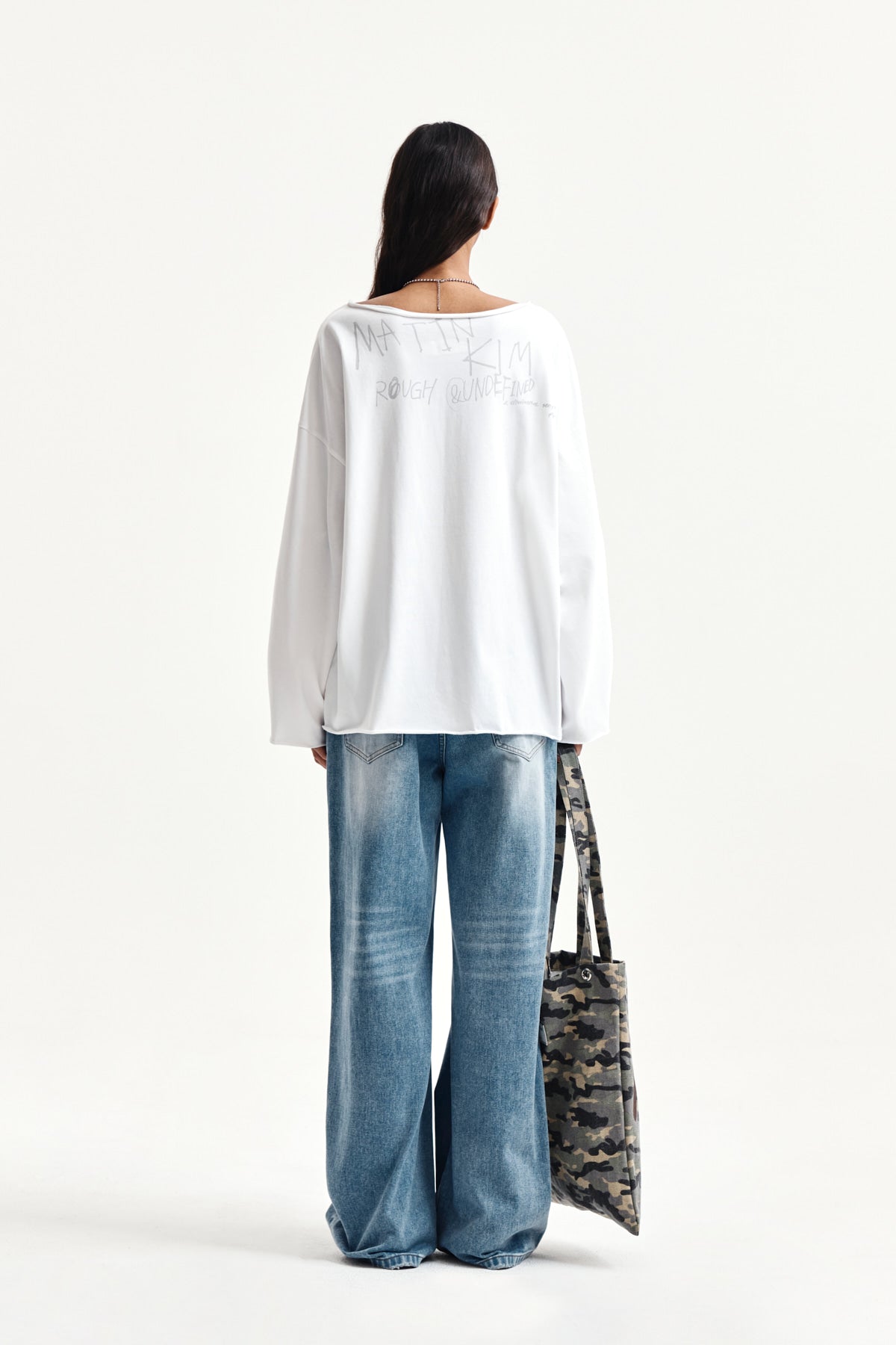 Matin Kim - Raw Hem Finished Boat Neck Top (White) product image 7 | TRAB K-Fashion Australia