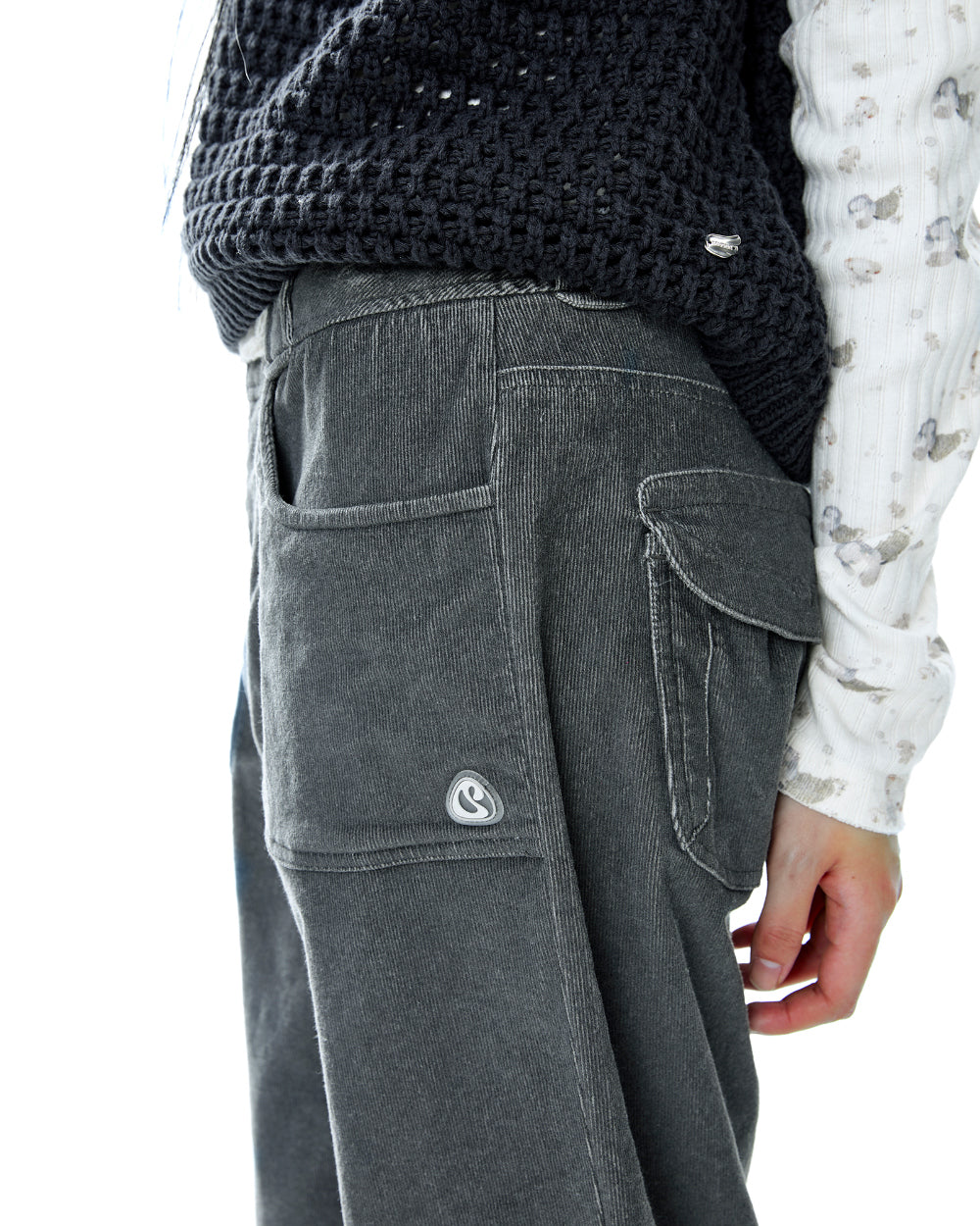 Coyseio - Rustic Corduroy Capri Pants (Charcoal) product image 2 | TRAB K-Fashion Australia