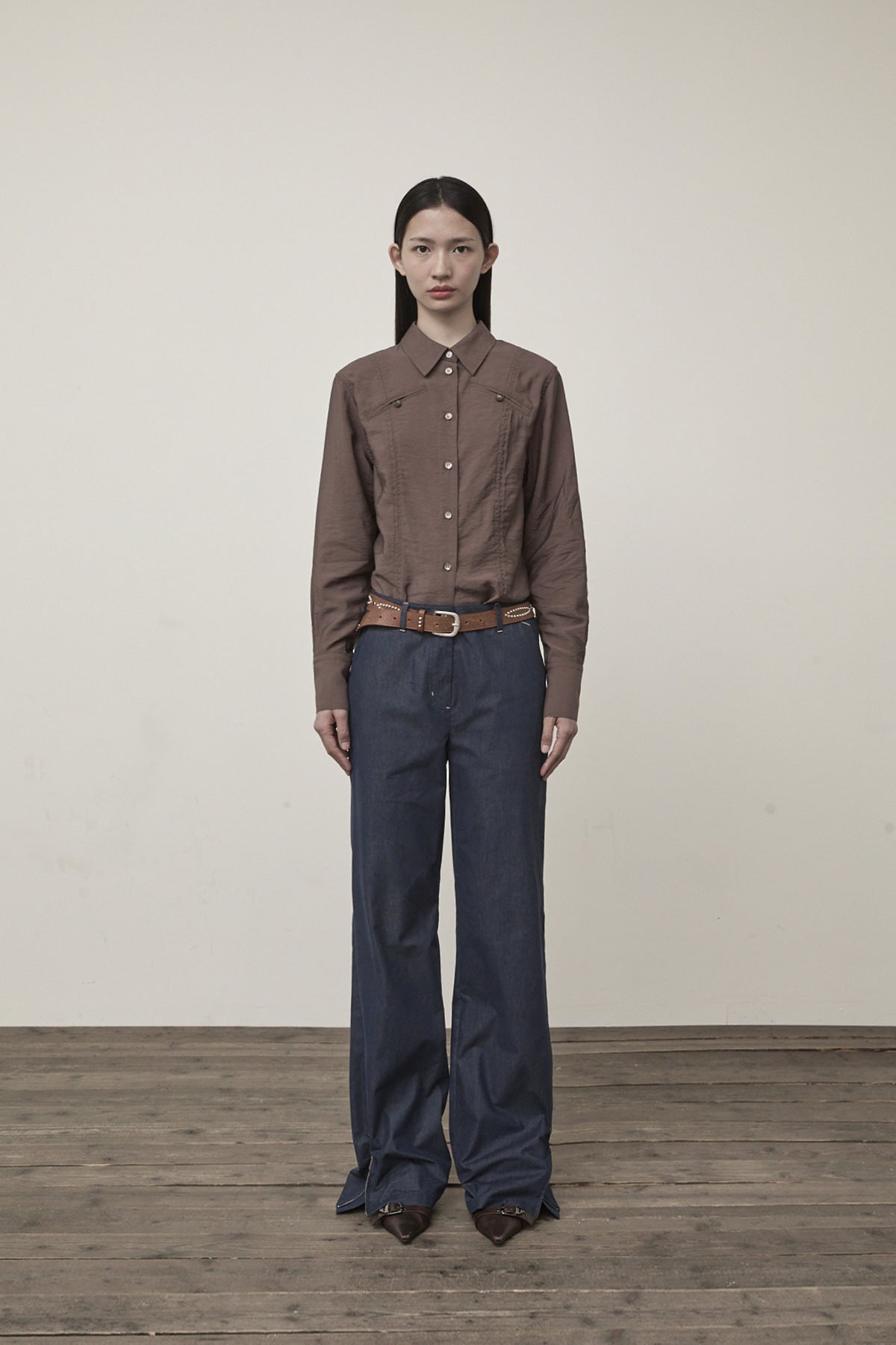 Matin Kim - Pocket Line Point Shirt (Brown) product image 5 | TRAB K-Fashion Australia