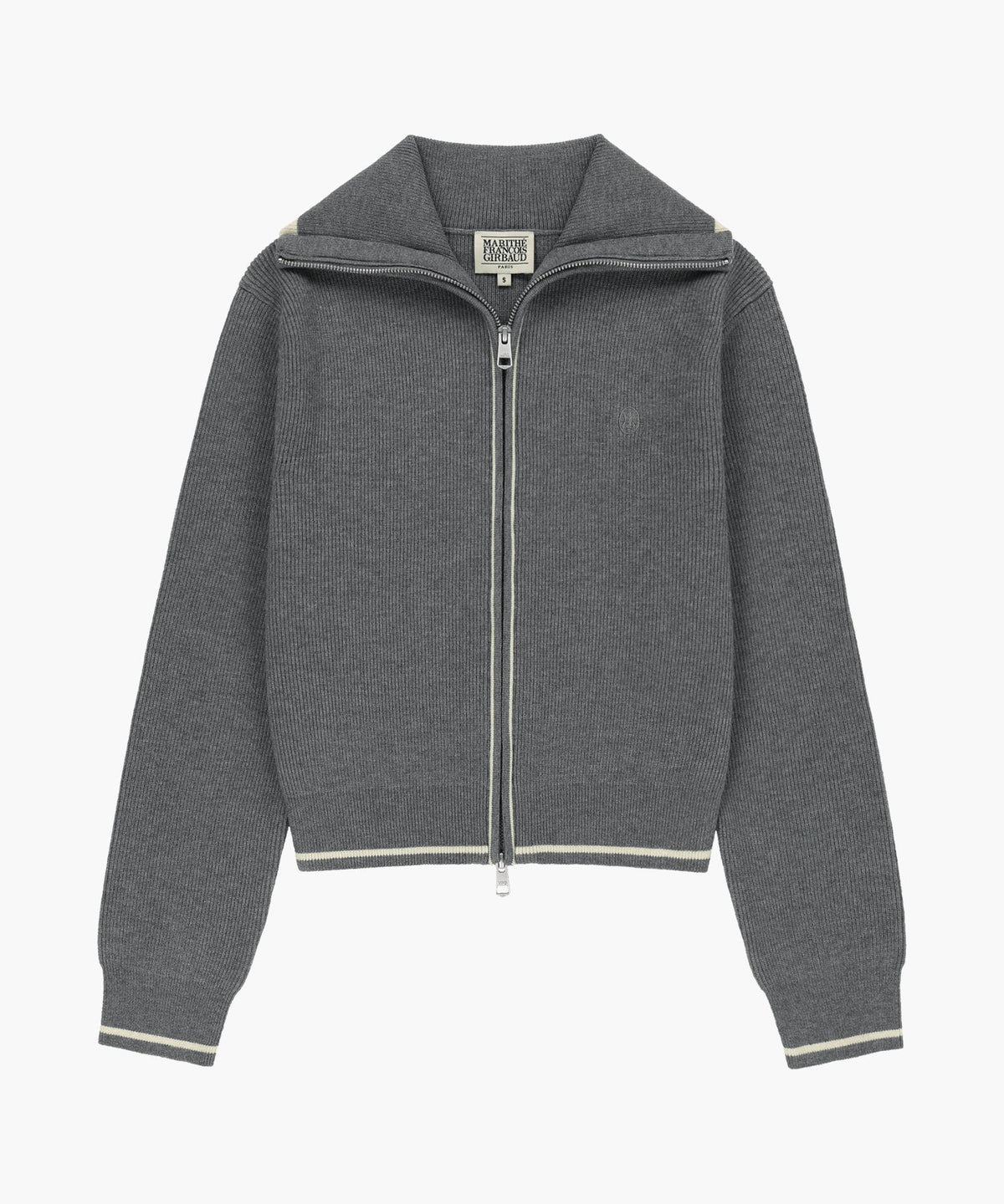 Marithe & Francois Girbaud - Big Collar Crop Zip-up Cardigan (Melange Gray) product image 5 | TRAB K-Fashion Australia