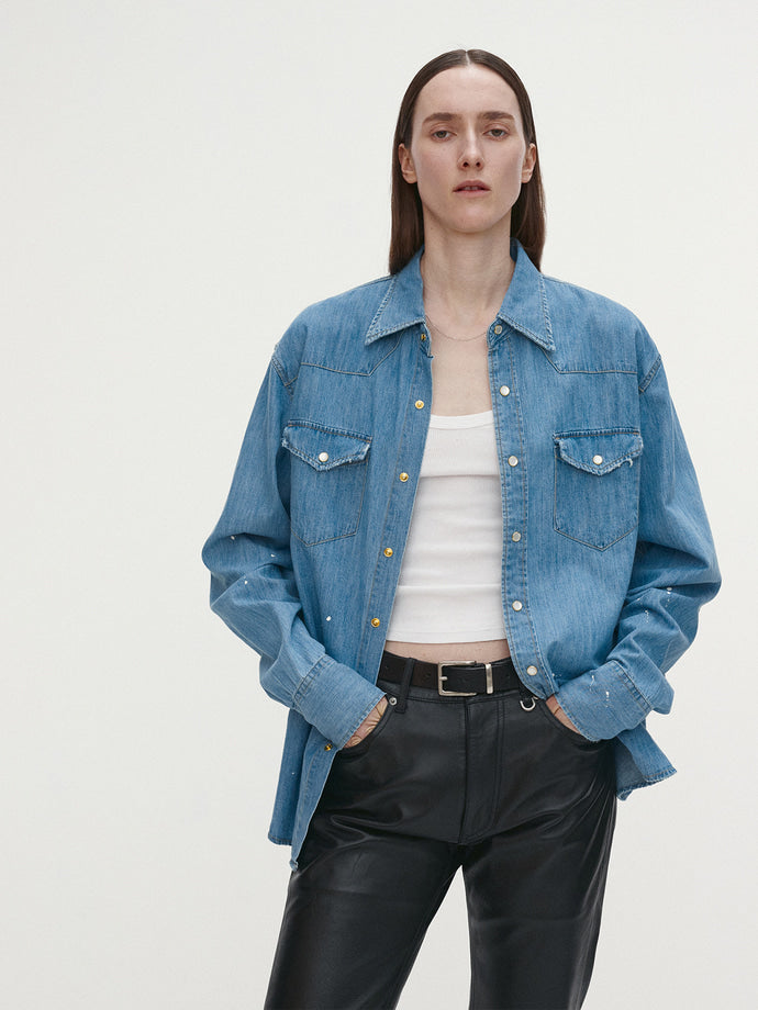 Tonywack - Washed Denim Hand-Painted Western Shirt (Washed Blue) product image 3 | TRAB K-Fashion Australia