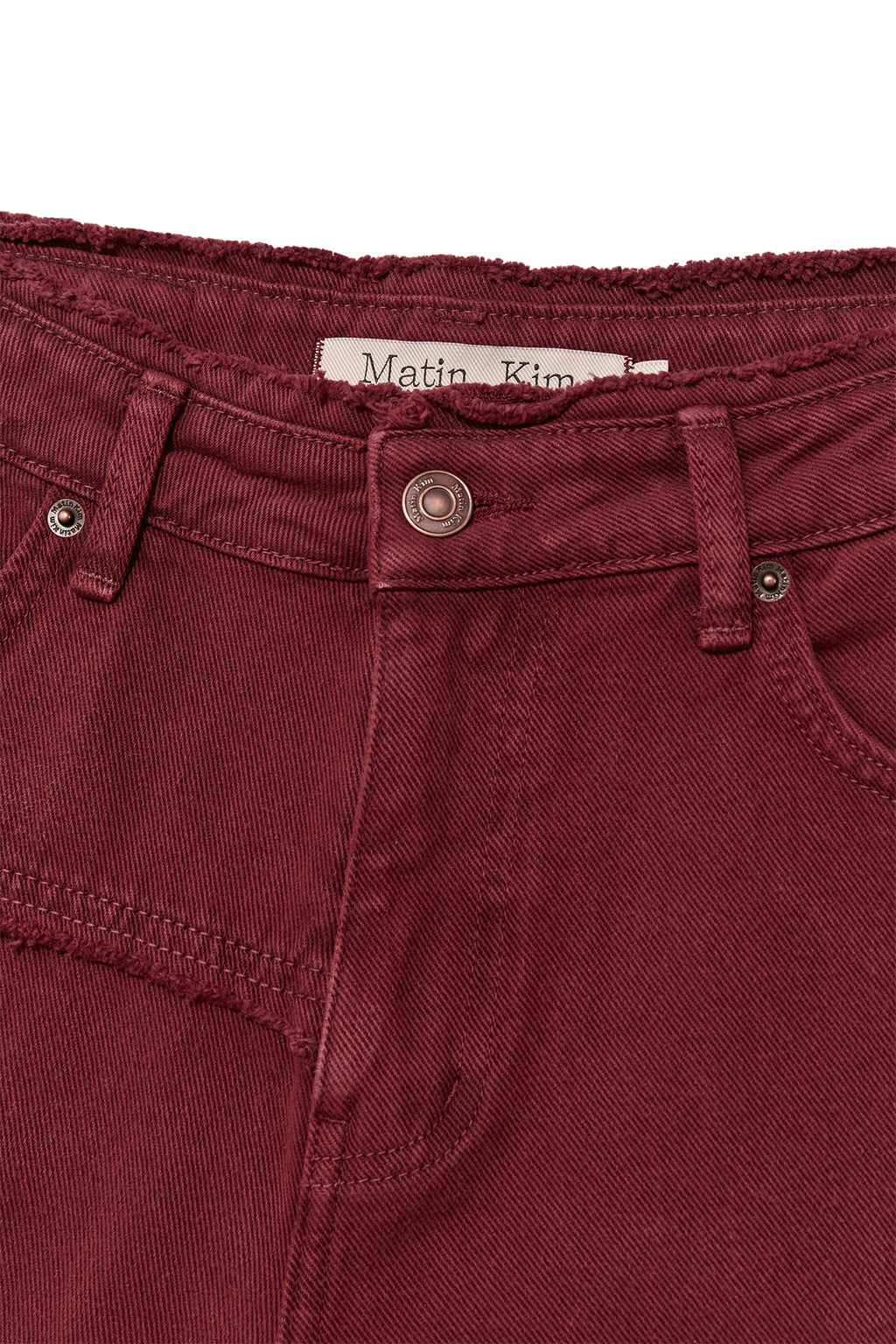 Matin Kim - Cut Line Point Denim Shorts (Red) product image 3 | TRAB K-Fashion Australia