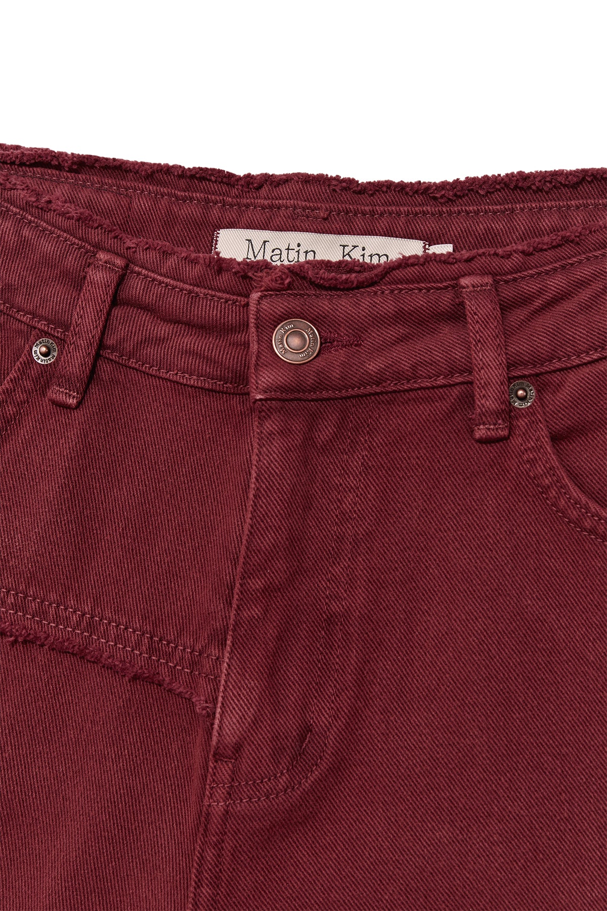 Matin Kim - Cut Line Point Denim Shorts (Red) product image 3 | TRAB K-Fashion Australia