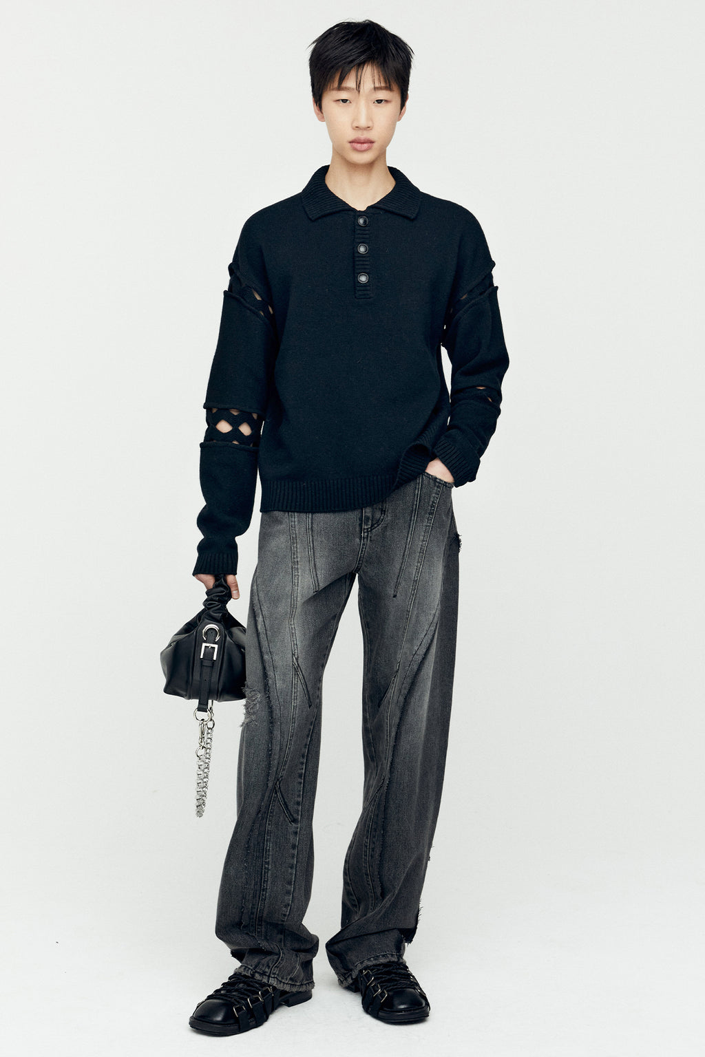 Andersson Bell - Panel Carpenter Wide-Leg Jeans (Washed Blue) product image 6 | TRAB K-Fashion Australia