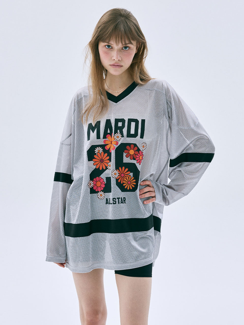 Mardi Mercredi - [Pre-Order – Ships June 26] Mesh Jersey Top Long Sleeve Blossom (Grey) product image 1 | TRAB K-Fashion Australia