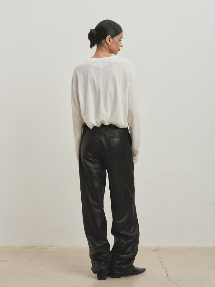 Tonywack - Vegetable Tanned Leather Rounded Leg Pants (Black) product image 4 | TRAB K-Fashion Australia