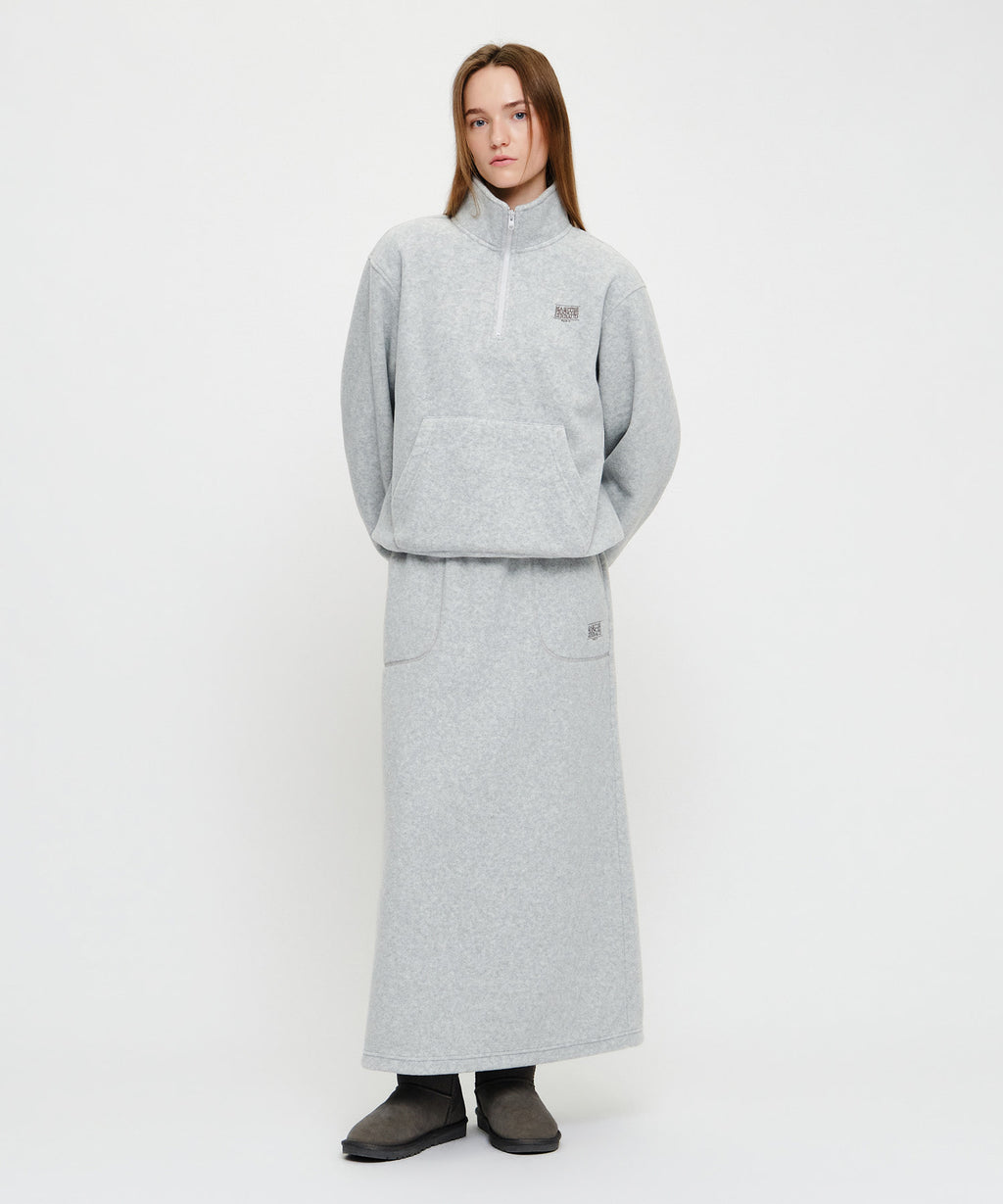 Marithe & Francois Girbaud - Classic Logo Long Fleece Skirt (Heather Gray) product image 3 | TRAB K-Fashion Australia