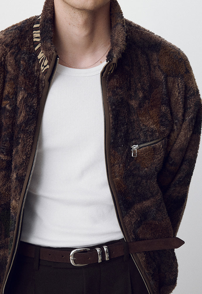 Tonywack - Leaf Camo Printed Fleece Jacket (Brown) product image 5 | TRAB K-Fashion Australia