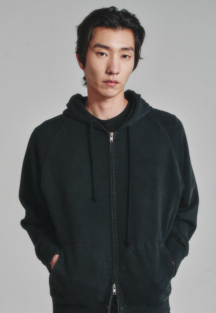 Art if acts - Garments Dyed Sweat Hooded Zip-Up (Black) product image 1 | TRAB K-Fashion Australia
