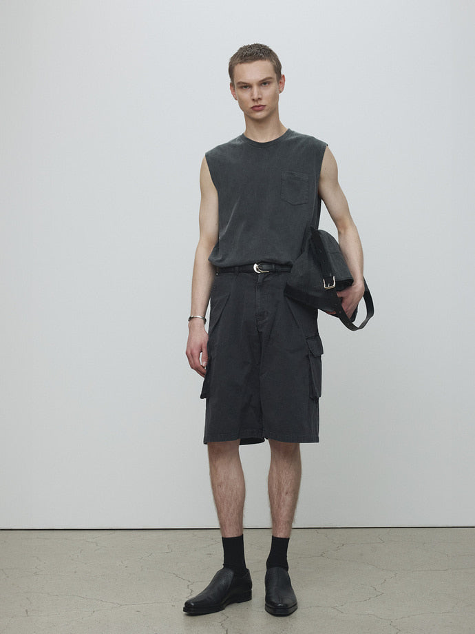 Tonywack - Garment-Dyed Patch Pocket Sleeveless (Faded Black) product image 1 | TRAB K-Fashion Australia