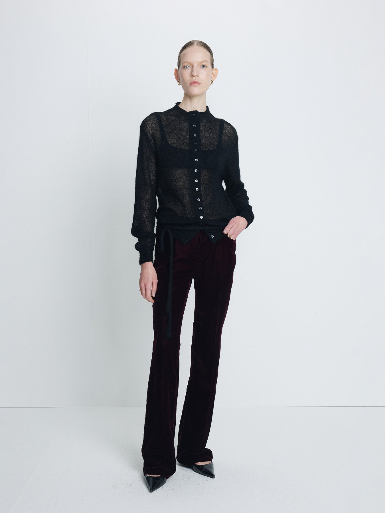 Tonywack - Mohair Blend Half-Neck Cardigan (Black) product image 1 | TRAB K-Fashion Australia