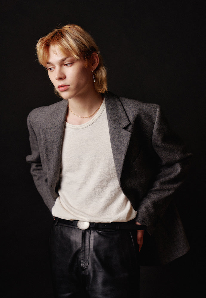 Tonywack - Ring Snap Blazer (Grey Herringbone) product image 4 | TRAB K-Fashion Australia