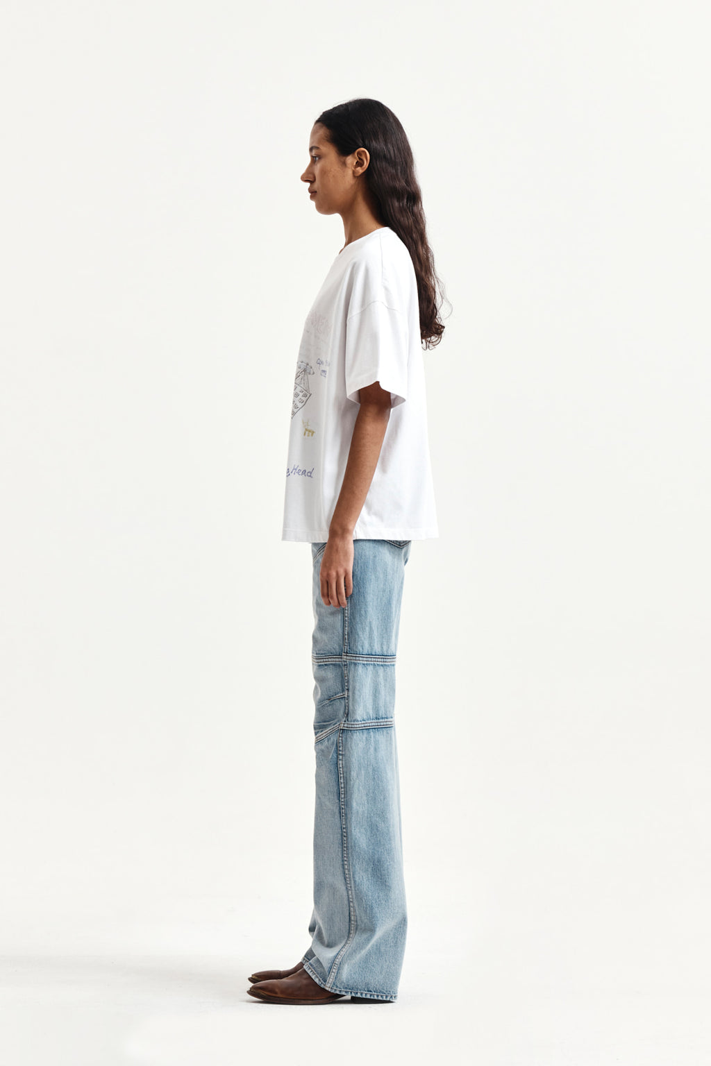 Matin Kim - Panel Semi Wide Denim Pants (Light Blue) product image 6 | TRAB K-Fashion Australia