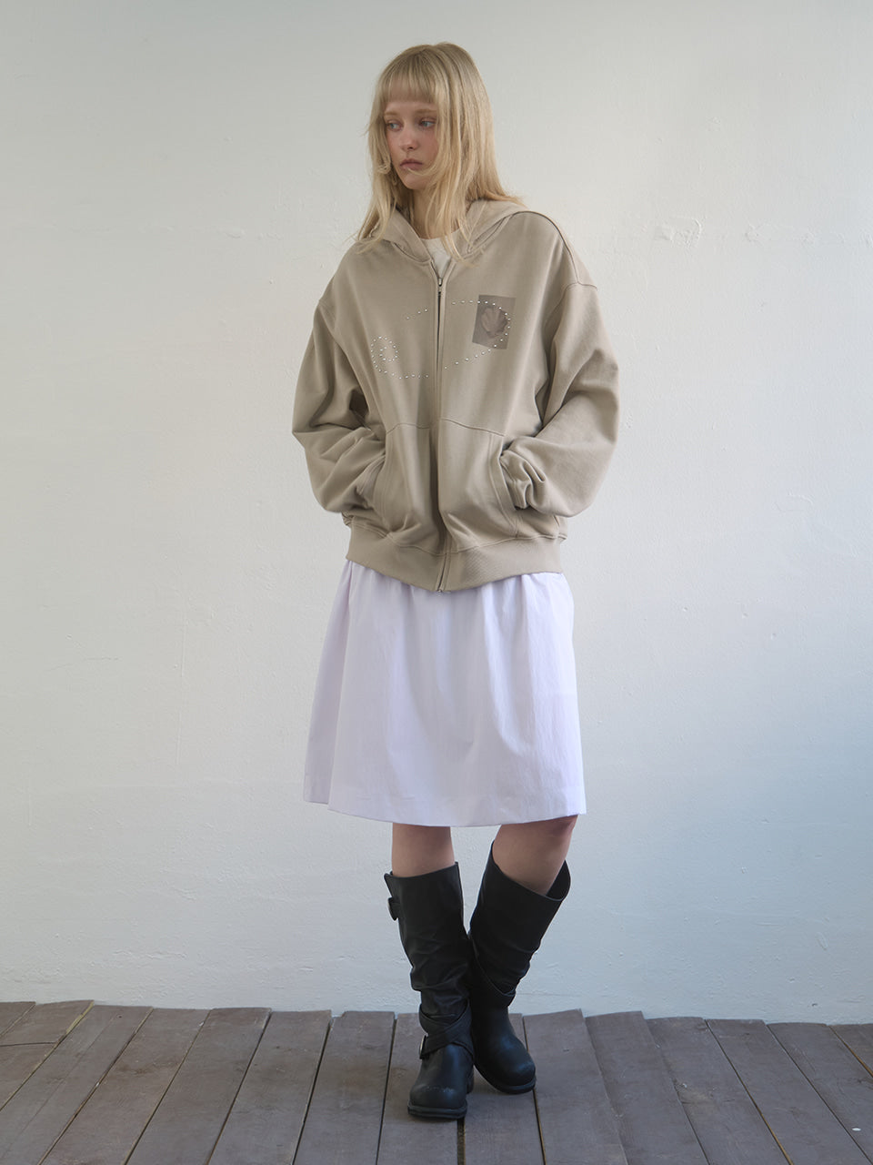 Kijun - Dusty Zip-Up Hoodie (Sand) product image 4 | TRAB K-Fashion Australia