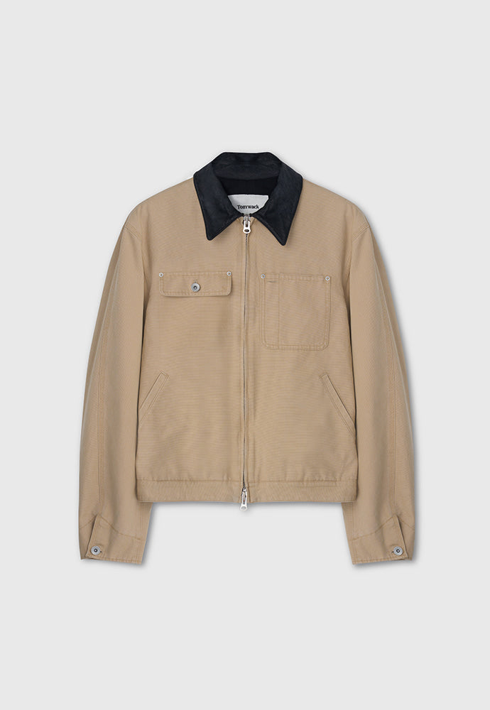 Tonywack - Leather Collar Garment-Washed Rivet Work Jacket (Faded Beige) product image 7 | TRAB K-Fashion Australia