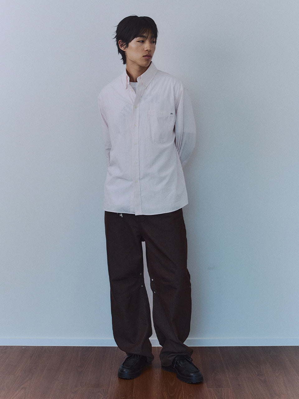 Kijun - Natural Stripe Button Down Shirt (Pink) product image 3 | TRAB K-Fashion Australia