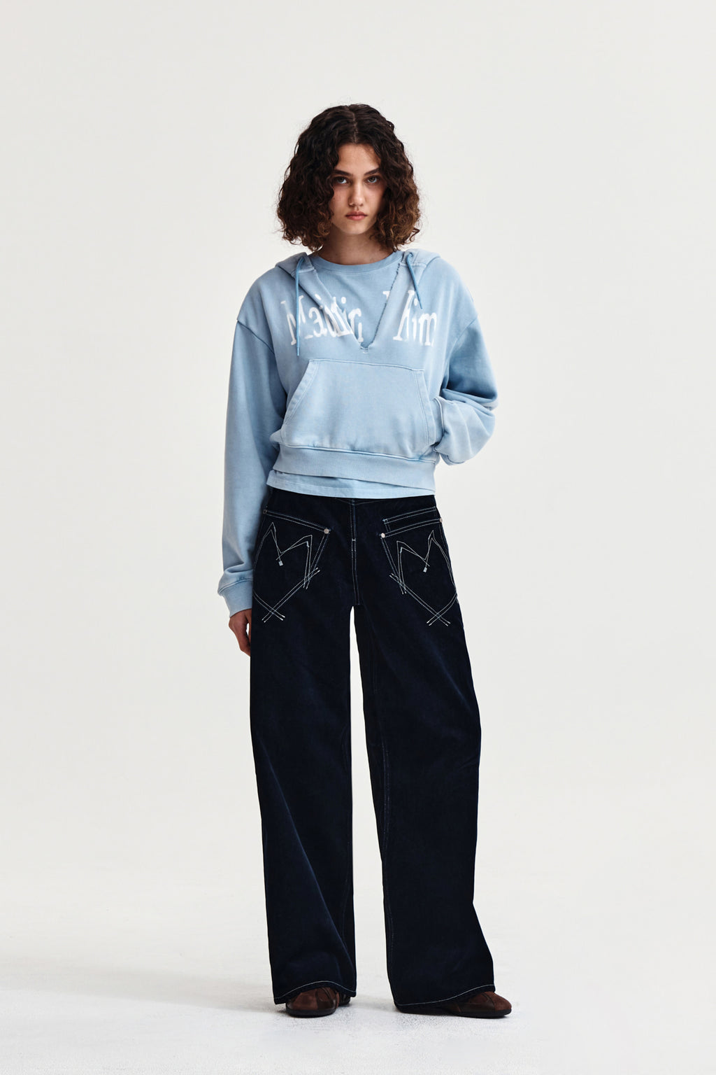 Matin Kim - Washed Layered Crop Hoody (Sky) product image 8 | TRAB K-Fashion Australia