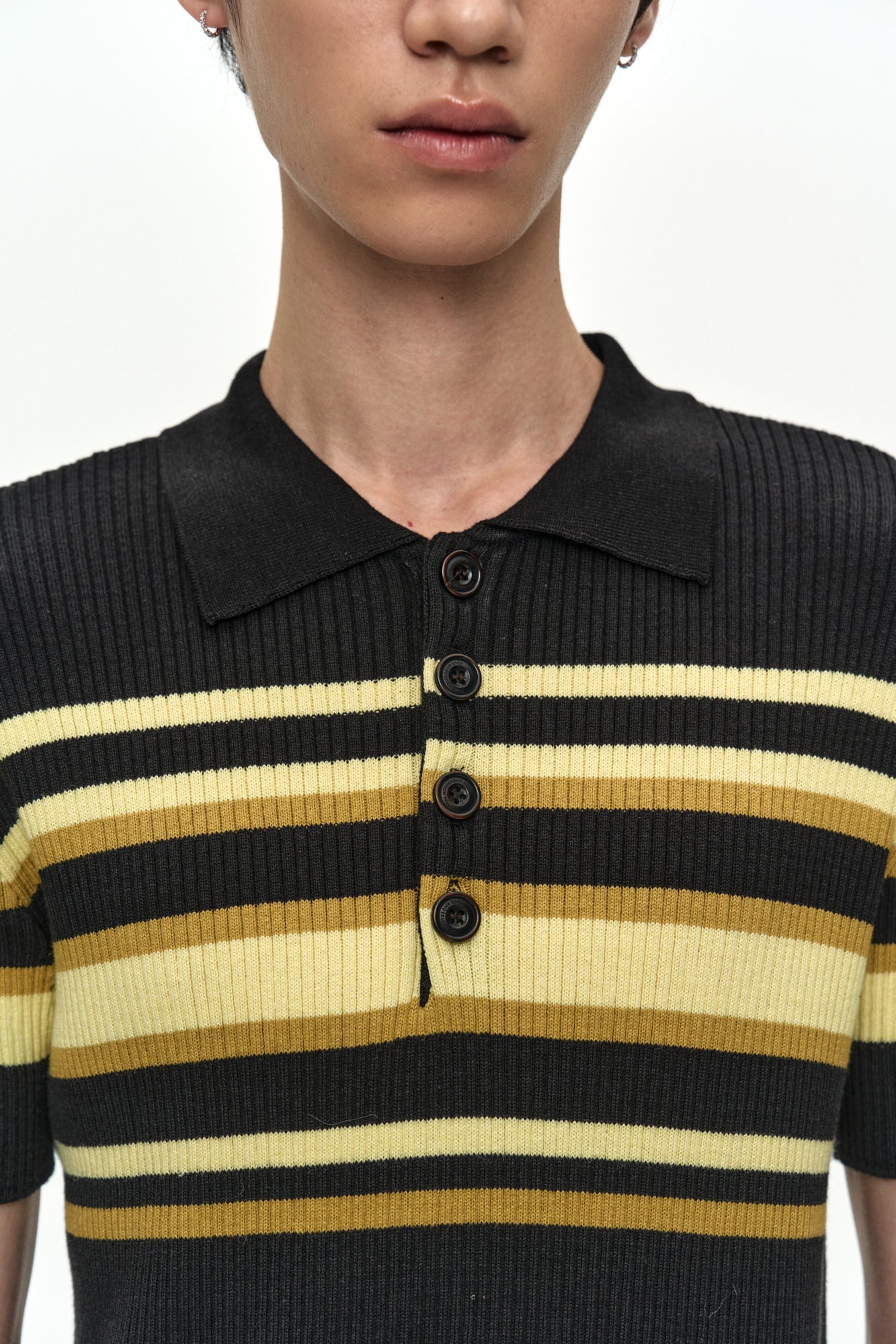 Andersson Bell - Pitt Stripe Polo Sweater (Black/Lemon) product image 6 | TRAB K-Fashion Australia