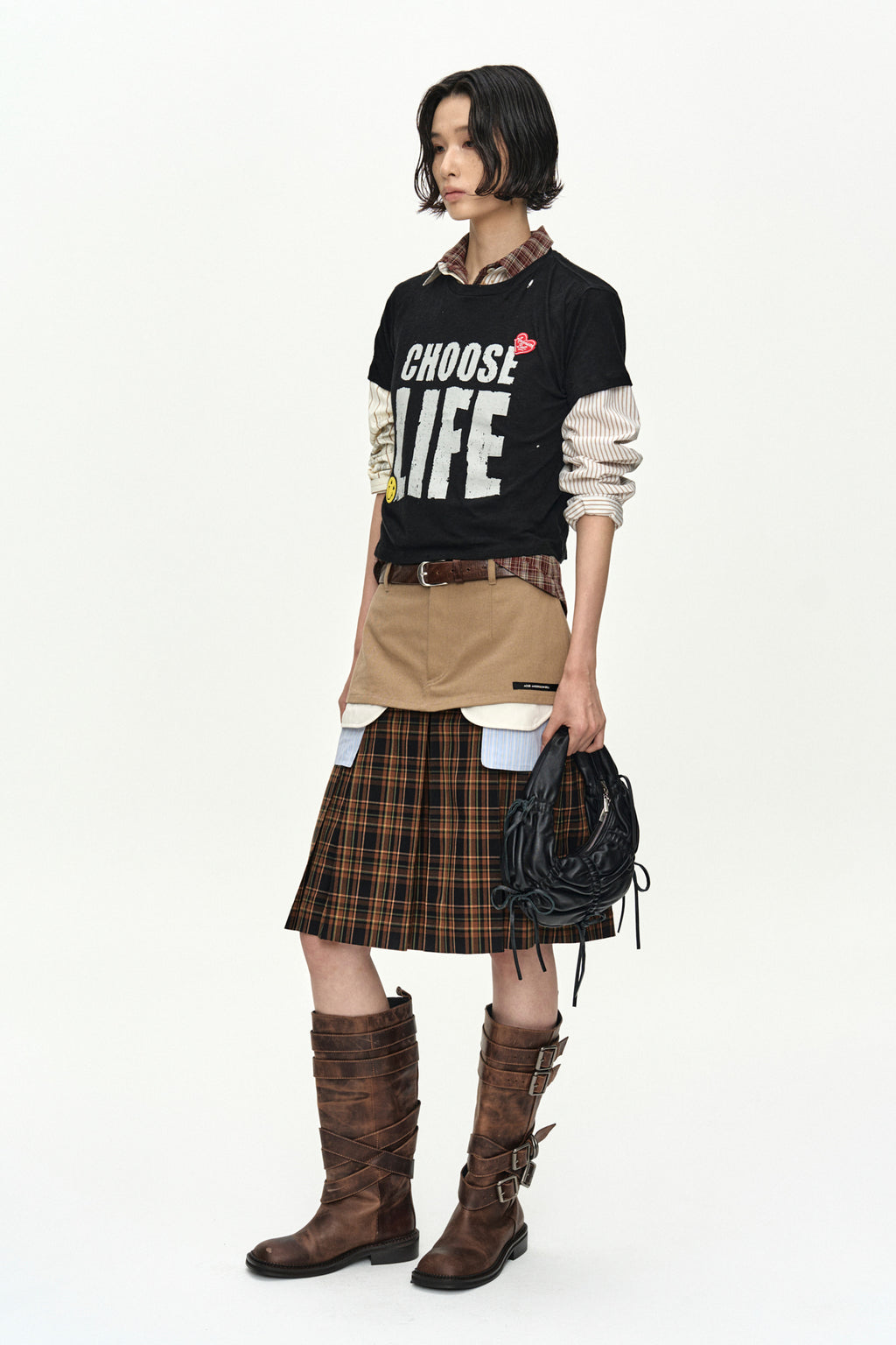 Andersson Bell - Necklace & Choker Trompe-L'oeil Graphic Shirt (Beige) product image 8 | TRAB K-Fashion Australia