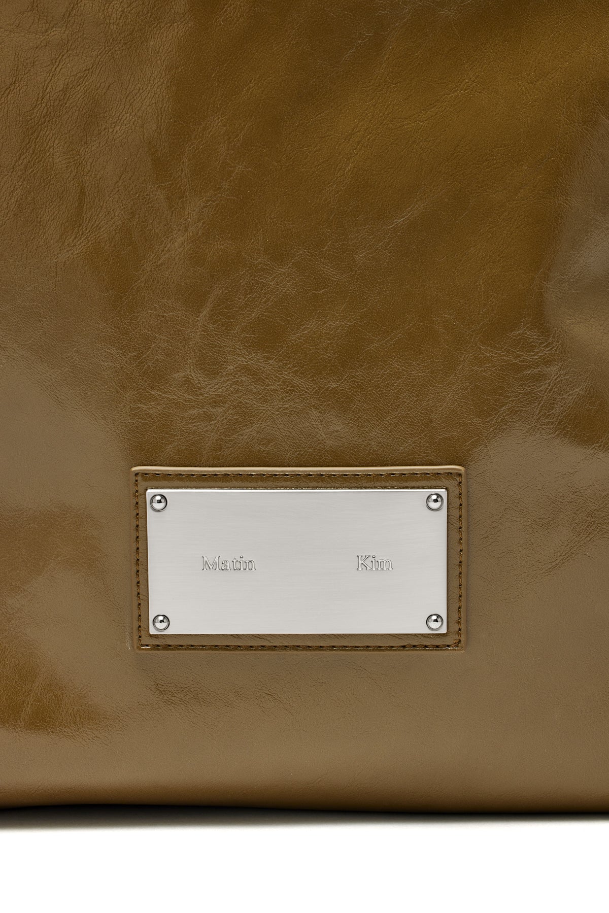 Matin Kim - Embossed Logo Leather Shoulder Bag (Khaki) product image 3 | TRAB K-Fashion Australia