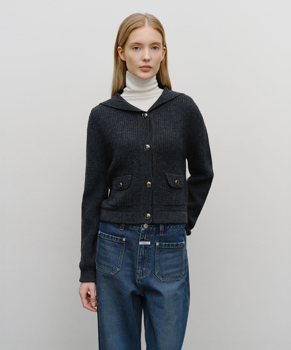 Marithe & Francois Girbaud - Sailor Rib Knit Cardigan (Dark Heather Gray) product image 1 | TRAB K-Fashion Australia