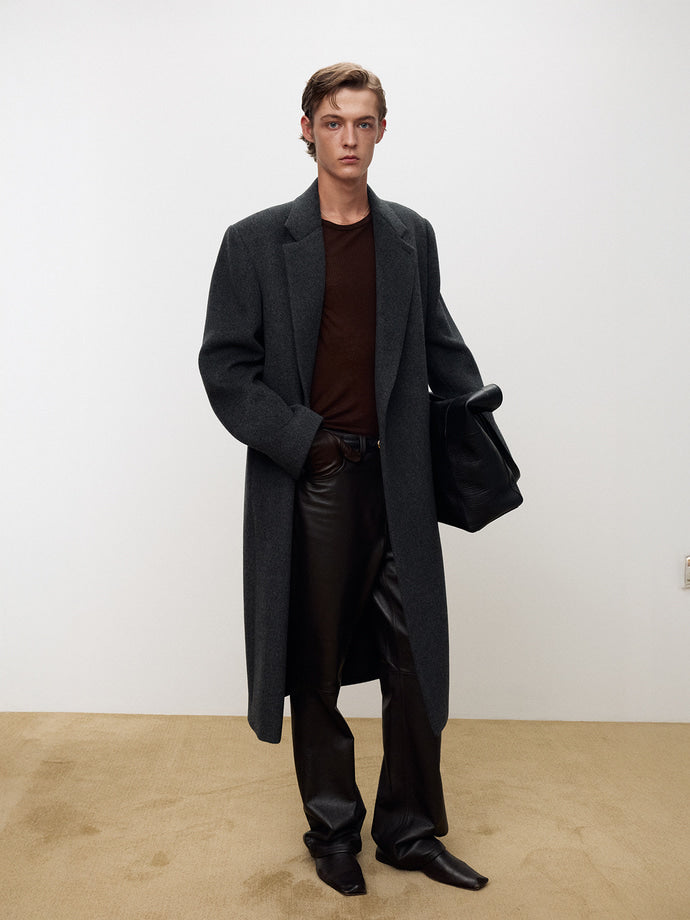 Tonywack - Wool And Cashmere Tailored Wrap Coat (Dark Grey) product image 1 | TRAB K-Fashion Australia