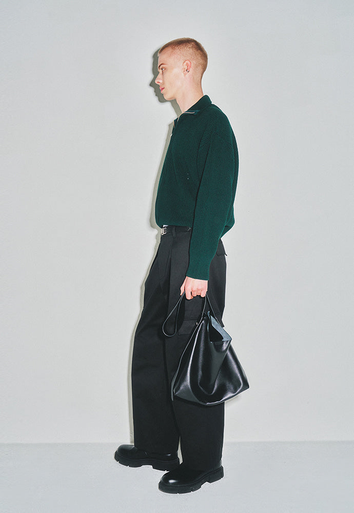 Tonywack - Italian Cotton Hard Twist Zip-Up Knit (Dark Green) product image 2 | TRAB K-Fashion Australia