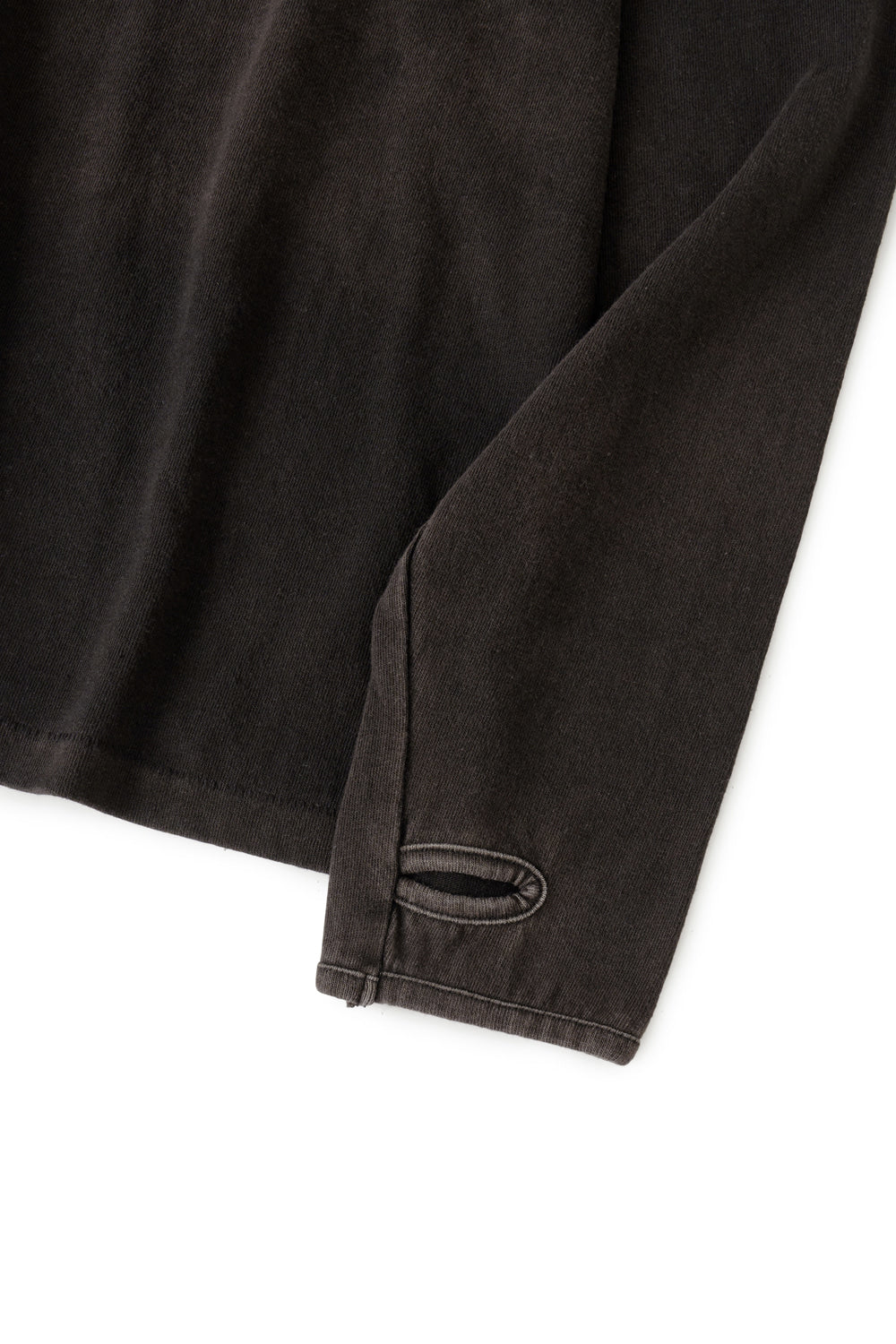 Hatchingroom - Double Henley Neck Tee Bleached (Black) product image 5 | TRAB K-Fashion Australia