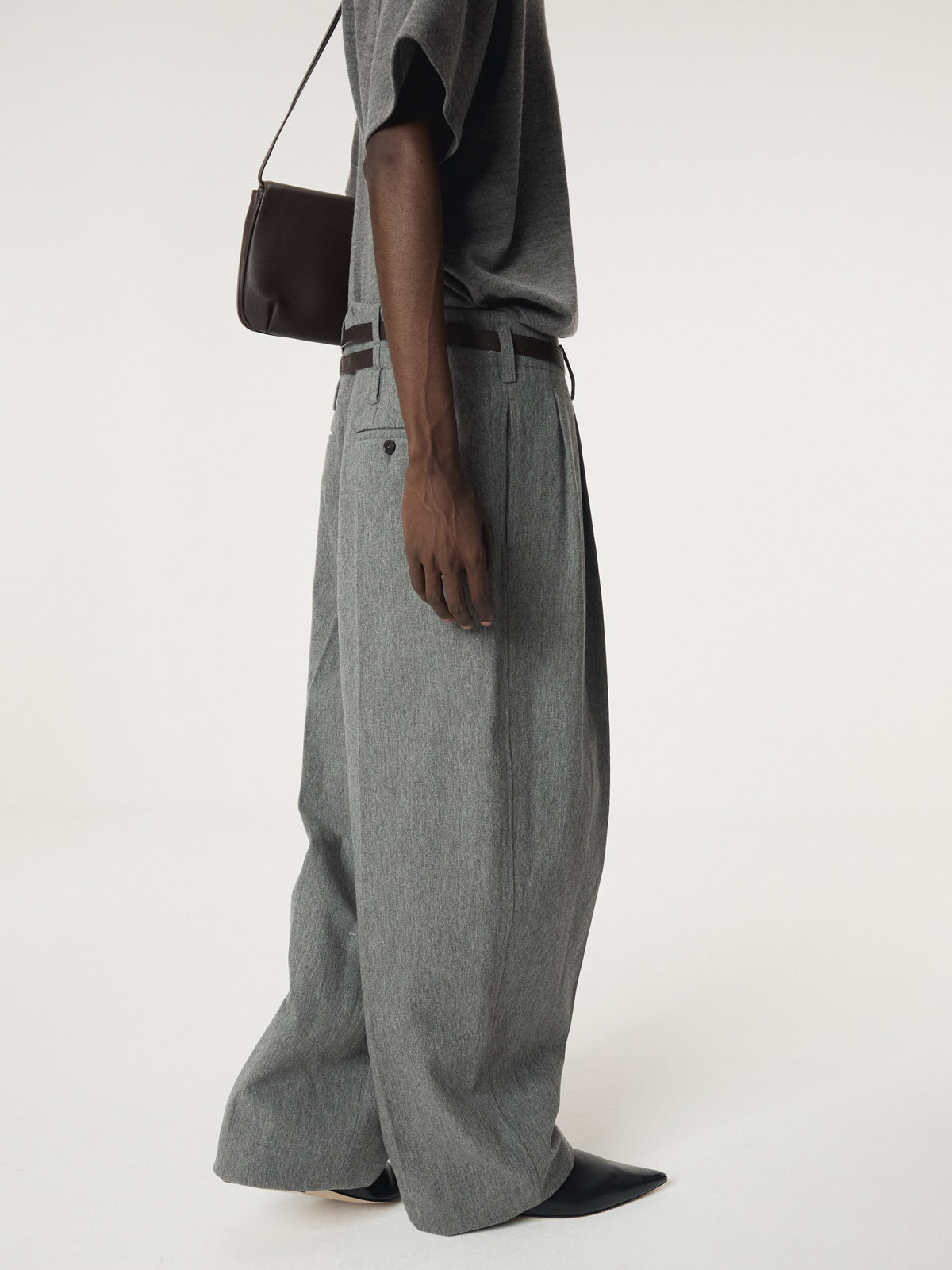 Recto - Quincy Wool Belted Pants (Melange Grey) product image 7 | TRAB K-Fashion Australia