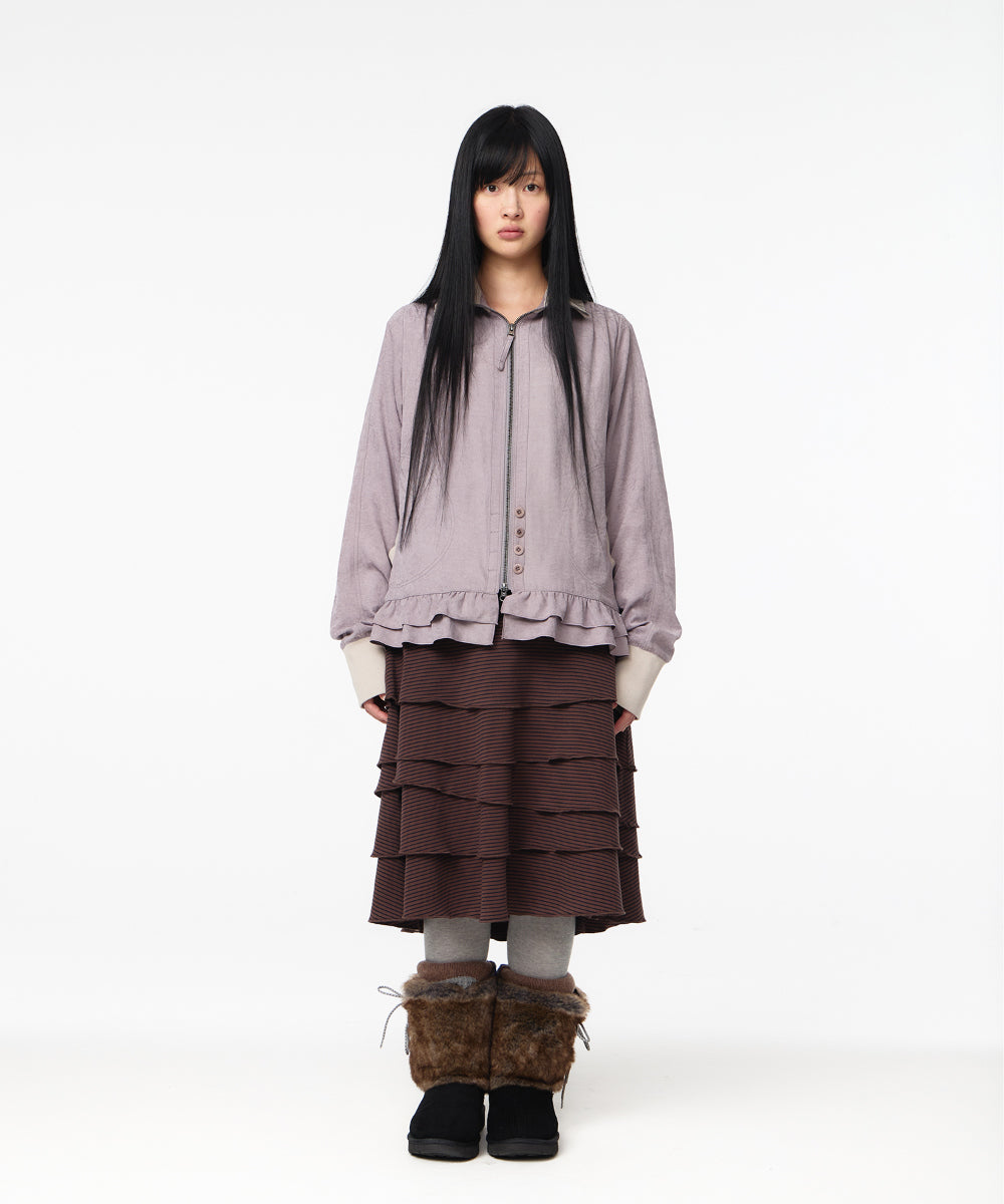 Coyseio - Tone-Mix Shirring Hem Jacket (Ash Pink) product image 6 | TRAB K-Fashion Australia