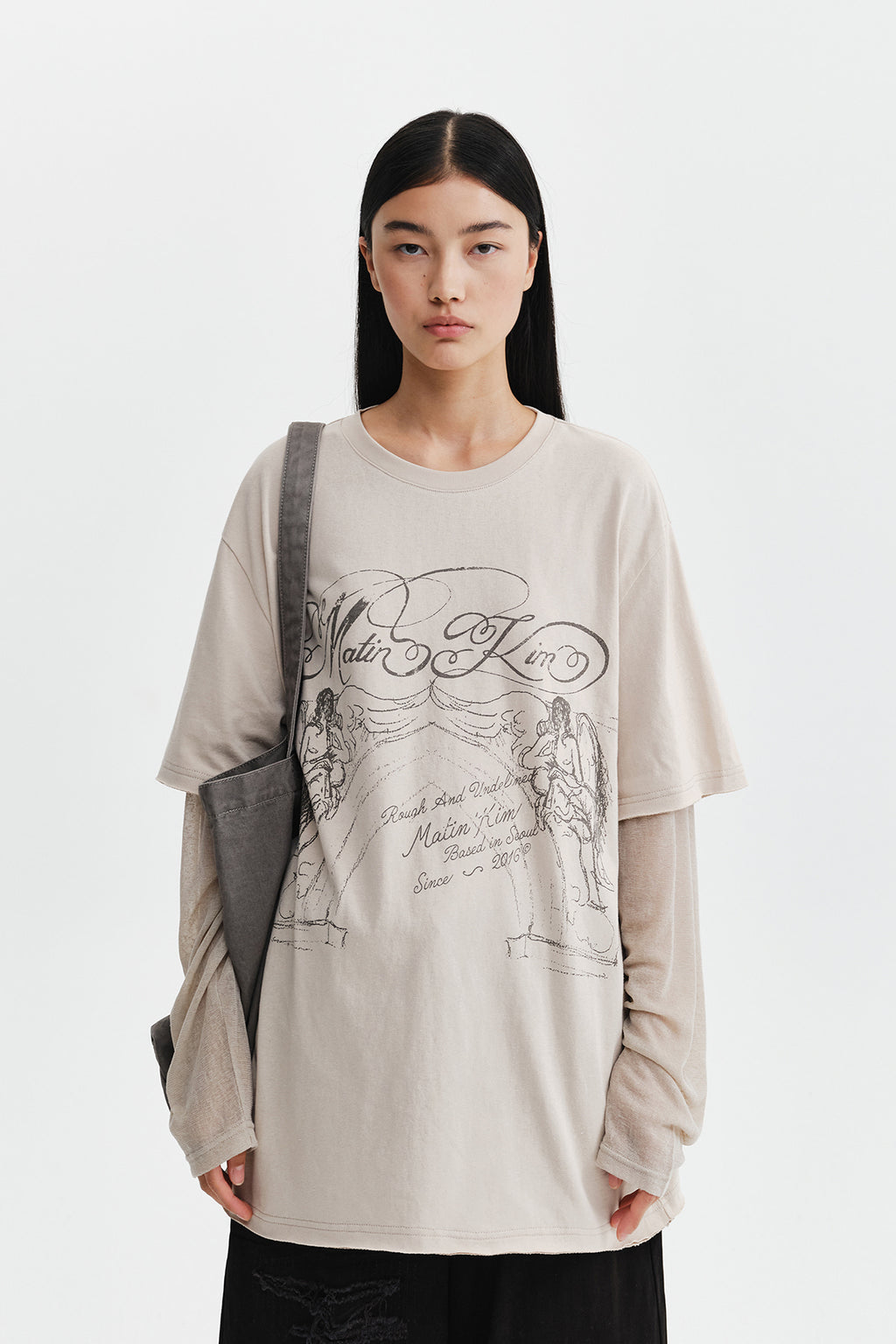 Matin Kim - Graffiti Artwork Layered Top (Beige) product image 6 | TRAB K-Fashion Australia
