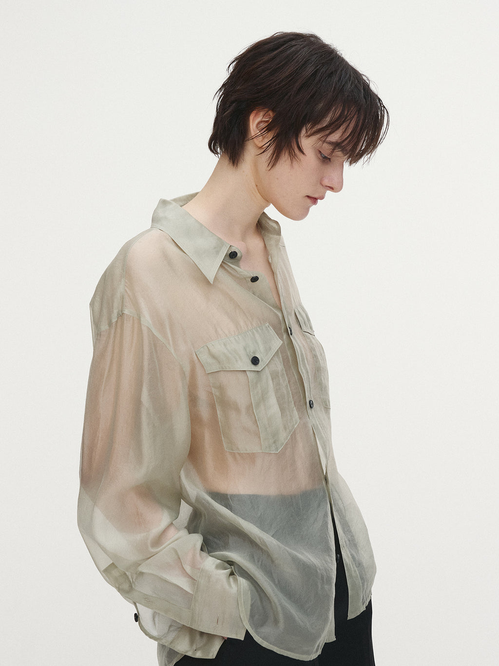 Tonywack - Oversized Sheer Shirt (Pale Green) product image 1 | TRAB K-Fashion Australia