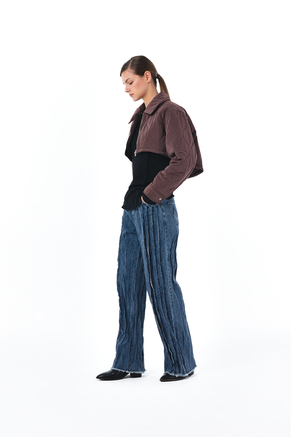 Matin Kim - Bolero Short Padding Jumper (Cocoa) product image 9 | TRAB K-Fashion Australia